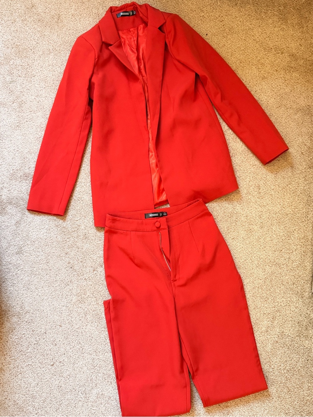 Missguided Orange Tailored Blazer & Pants Set